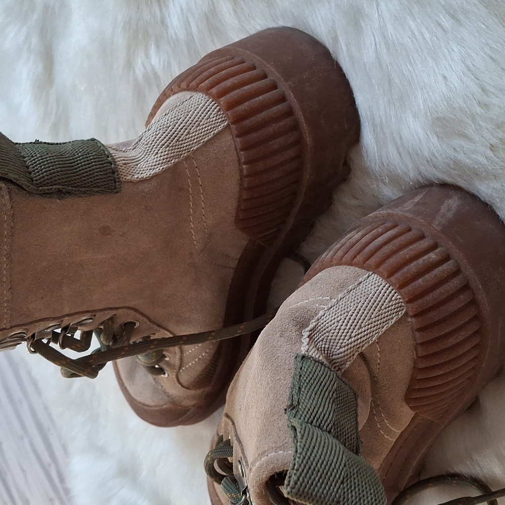 Zara Suede Lace Up Platform Ankle Boot - Picture 11 of 15